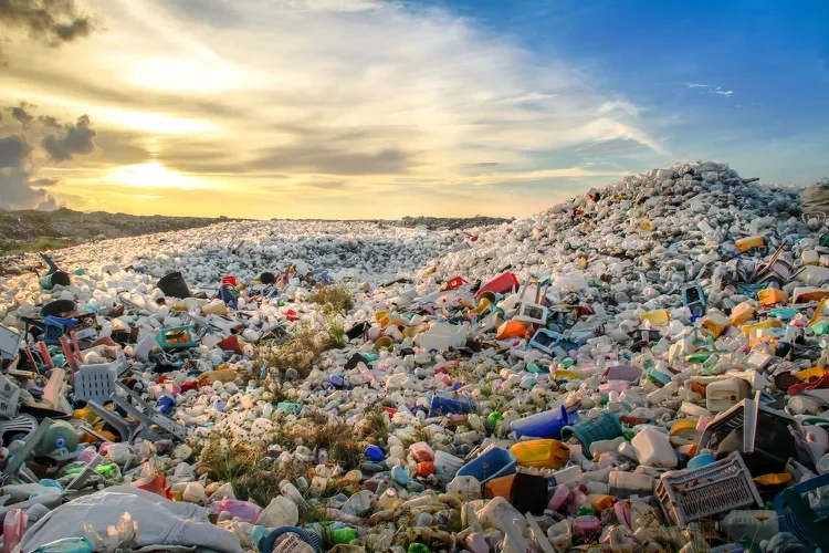 high angle view of plastic pollution