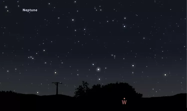 The location of Neptune on the morning of September 19 at 5 a.m. EDT