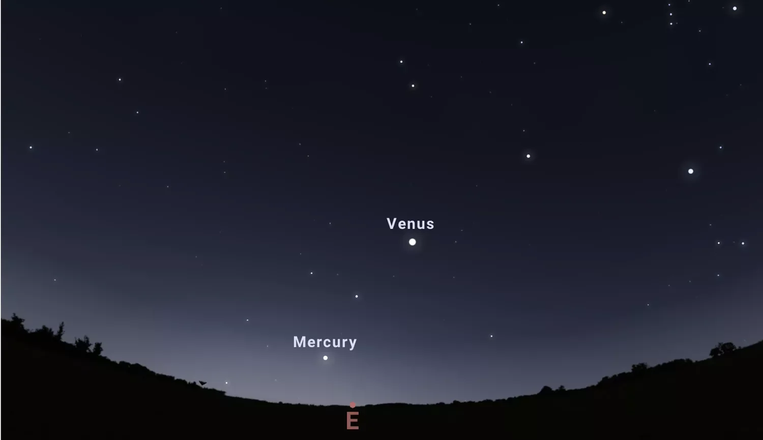 Mercury as shown on the morning of September 22 at 6:00 a.m. EDT.Stellarium