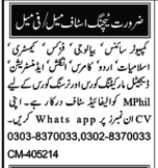 urdu teacher jobs in pakistan